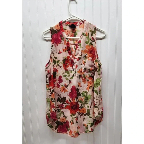 Ultra Flirt Tops - Ultra Flirt Sleeveless Floral Sheer Shirt